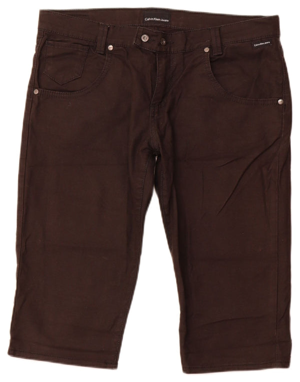 Ženske bermude Calvin Klein W31 srednje smeđi pamuk