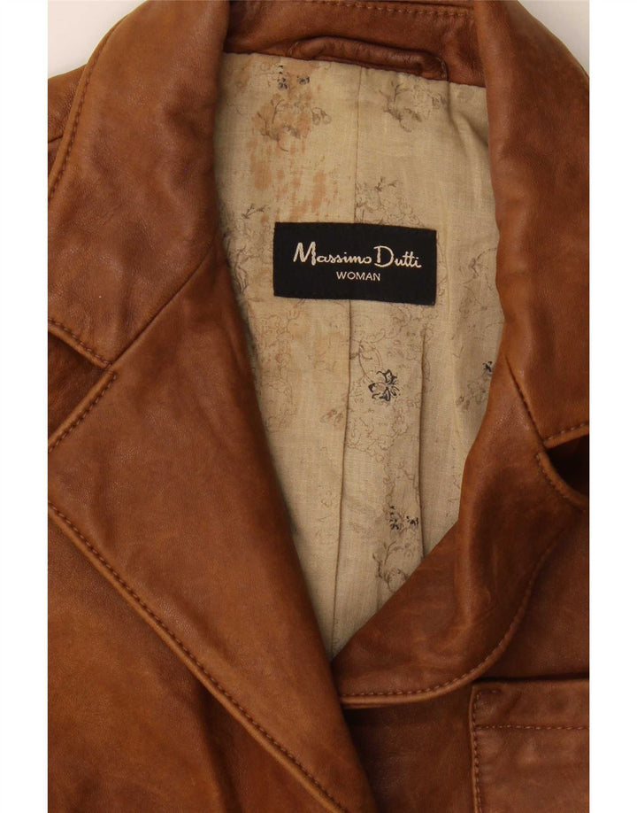 Massimo Dutti ženska kožna jakna sako s 3 gumba UK 8 Mala smeđa