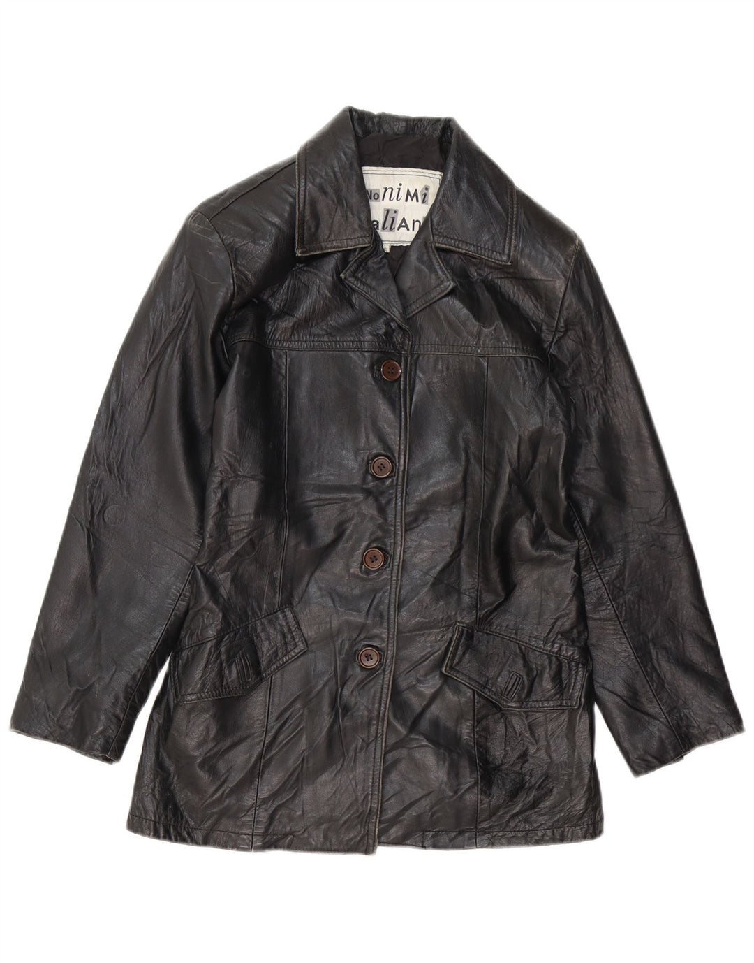 VINTAGE ženska kožna jakna UK 10 Mala crna kožna