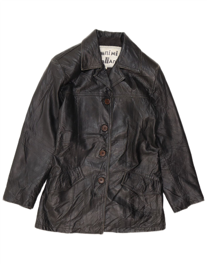 VINTAGE ženska kožna jakna UK 10 Mala crna kožna