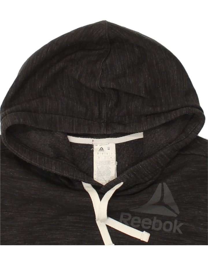 REEBOK Mens Graphic Hoodie Jumper Medium Grey Flecked Cotton Vintage Reebok and Second-Hand Reebok from Messina Hembry 