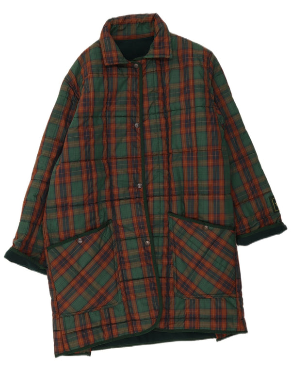 Vintage ženski podstavljeni kaput UK 18 XL, zeleni karirani