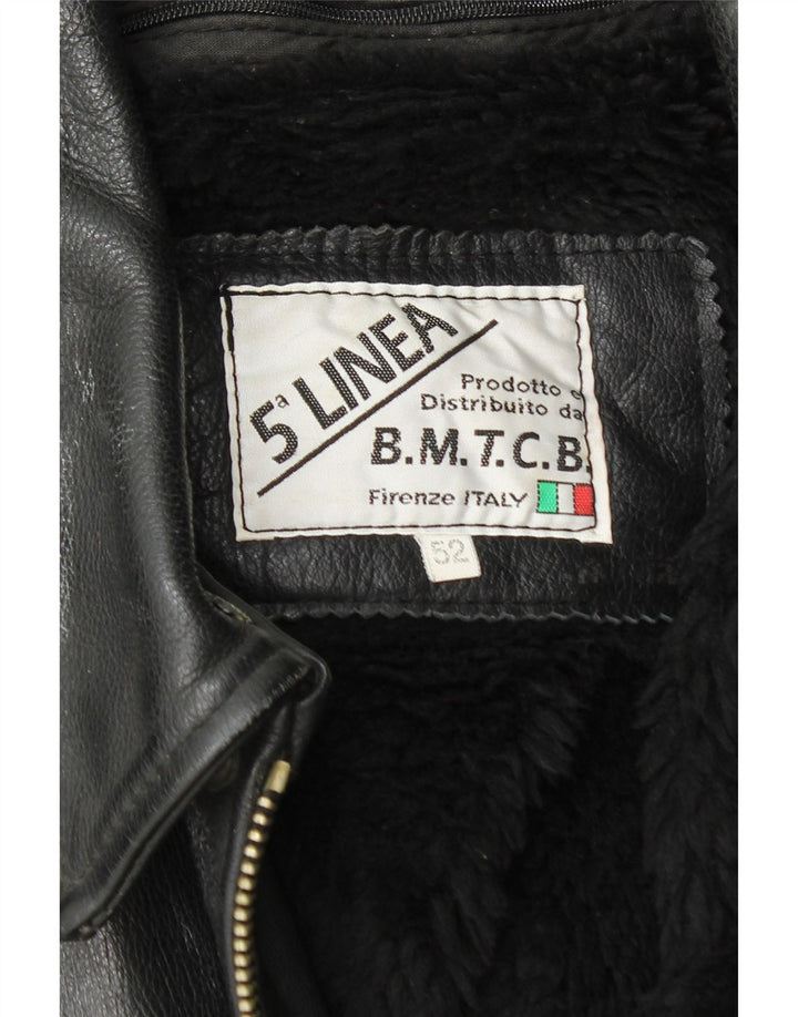 Vintage muška vojna kožna jakna IT 52 XL crna koža