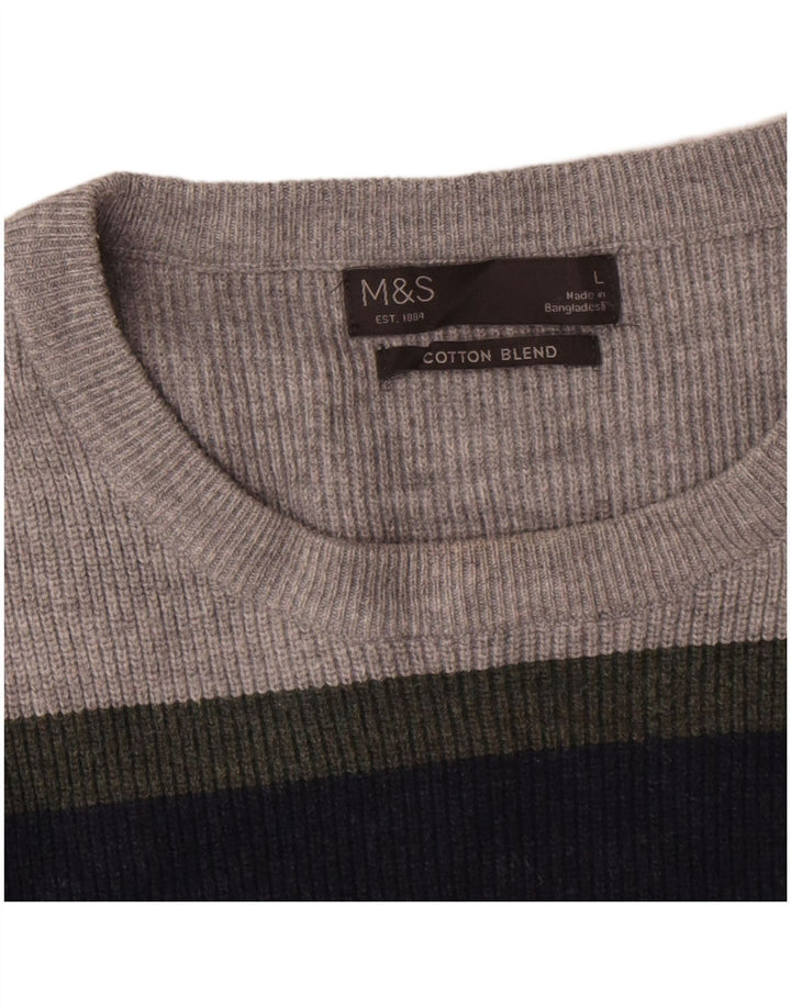 Marks & Spencer muški džemper s okruglim izrezom na velike raznobojne pruge
