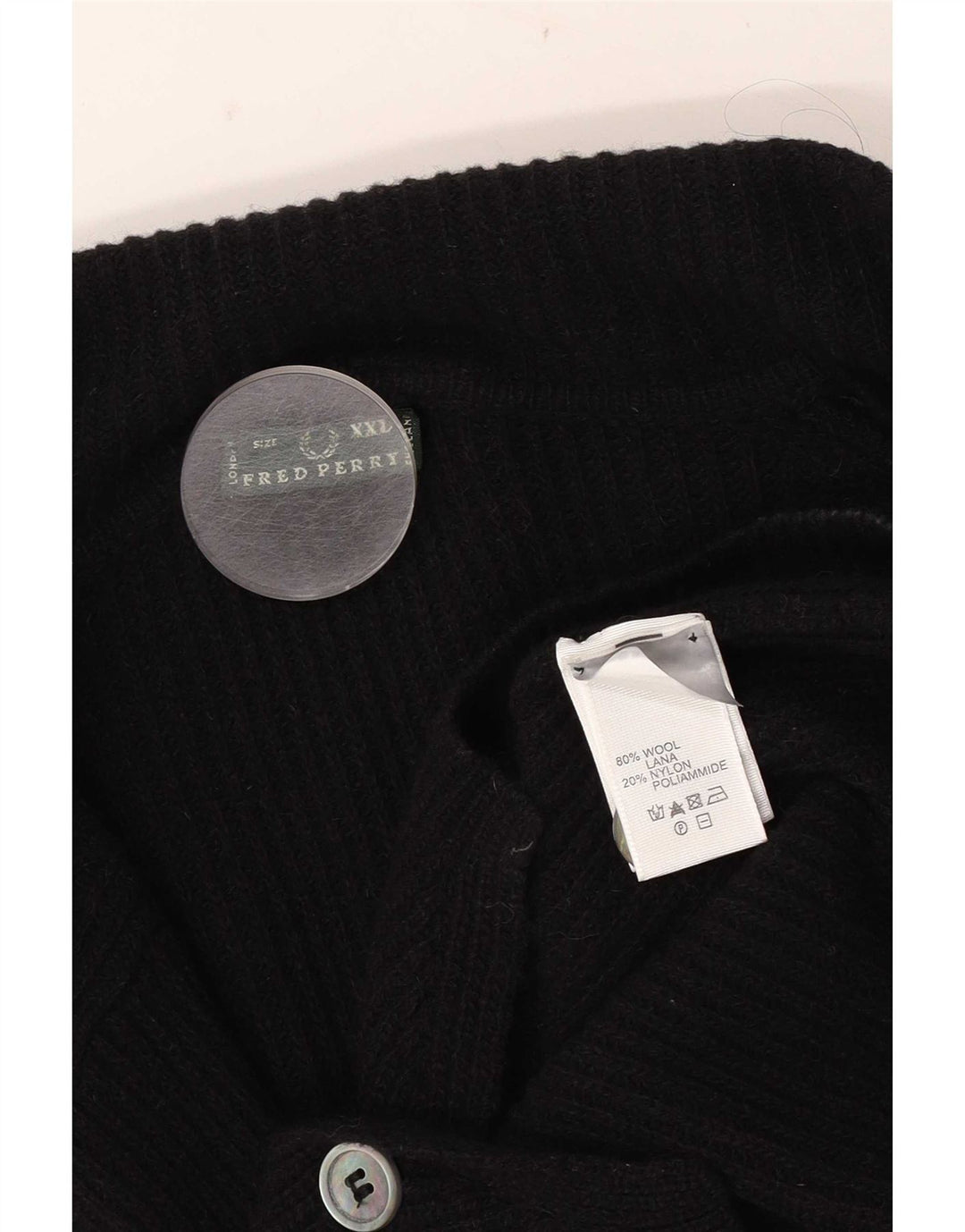 Fred Perry ženski kardigan pulover UK 20 2XL crna vuna