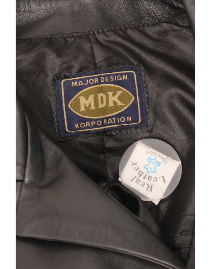 Vintage ženski kožni kaput UK 14 Srednje crni