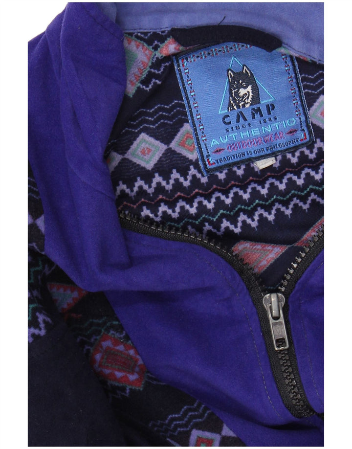 VINTAGE Mens Tracksuit Top Jacket XL Navy Blue Fair Isle