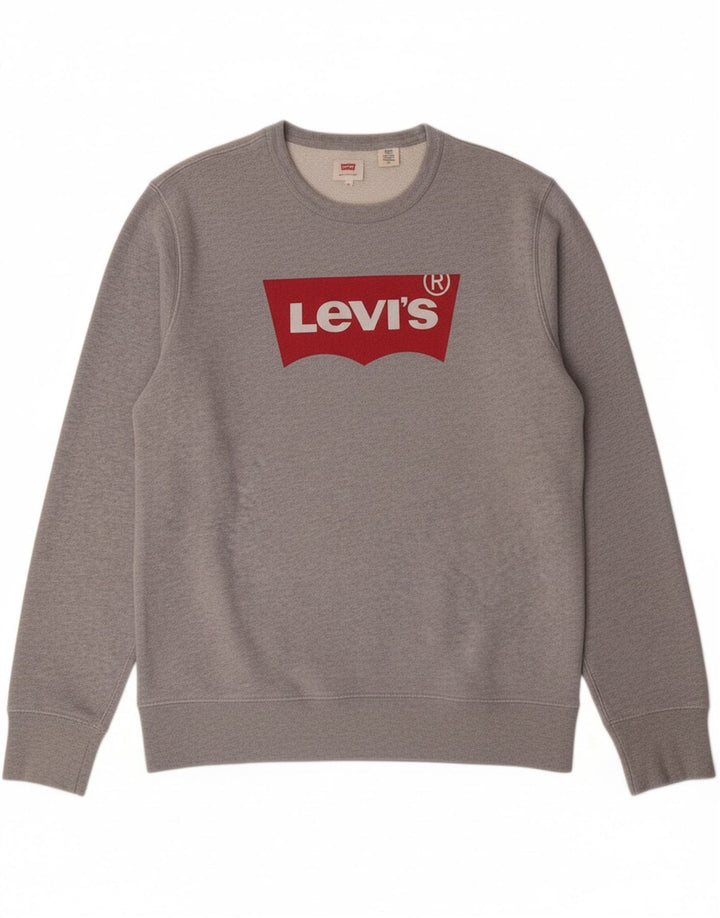 LEVI'S Mens Graphic Sweatshirt Jumper Medium Grey Cotton Vintage Levi's and Second-Hand Levi's from Messina Hembry 