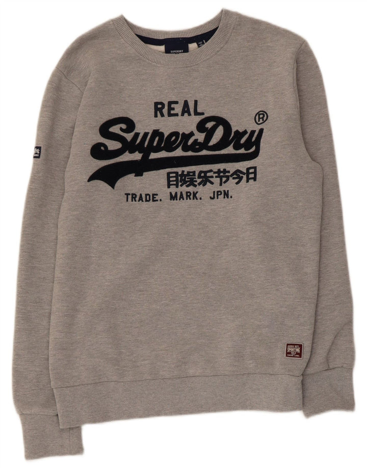 Superdry ženski džemper s grafičkim motivima UK 14 srednje sivi pamuk