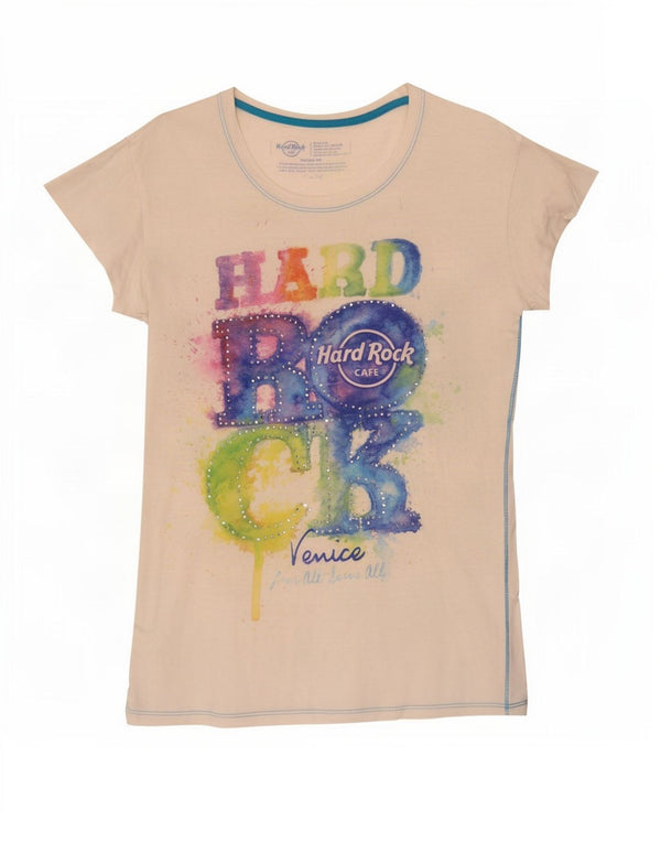 Majica s kratkim rukavima Hard Rock Cafe Girls Venice Graphic 13-14 Years srednje bijela