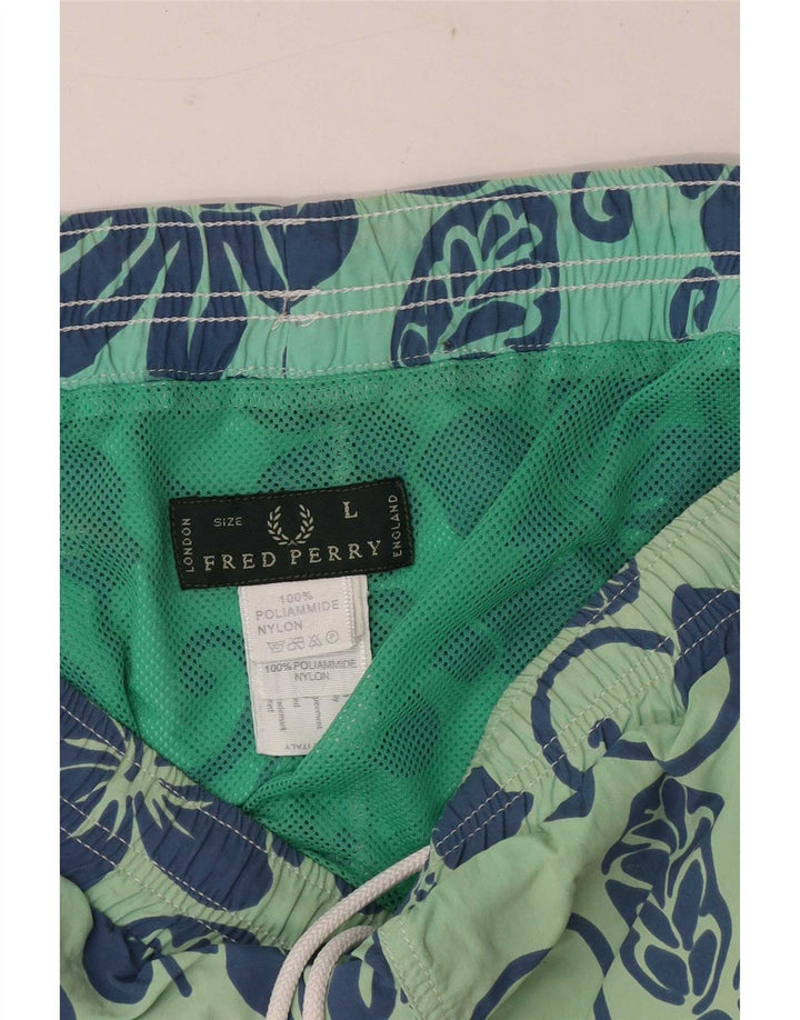 Fred Perry, obične muške kratke kupaće hlače, veliki zeleni cvjetni poliamid