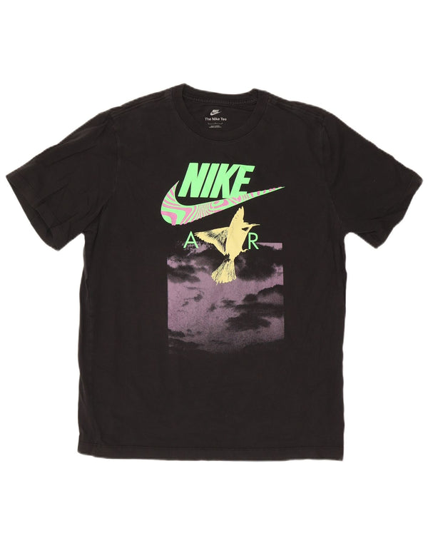Velika crna pamučna majica Nike s grafičkim motivima