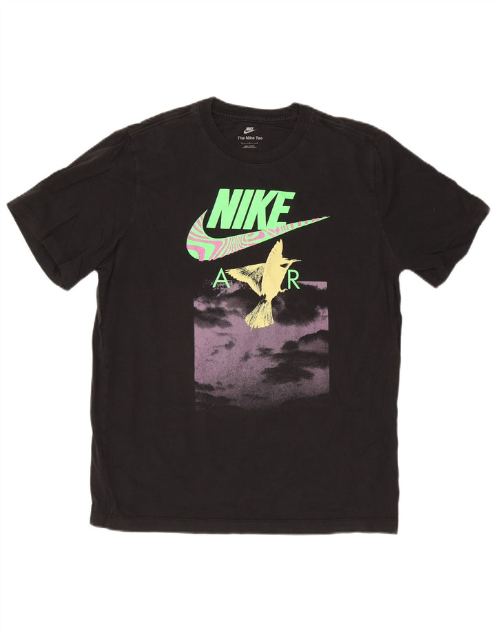 Velika crna pamučna majica Nike s grafičkim motivima