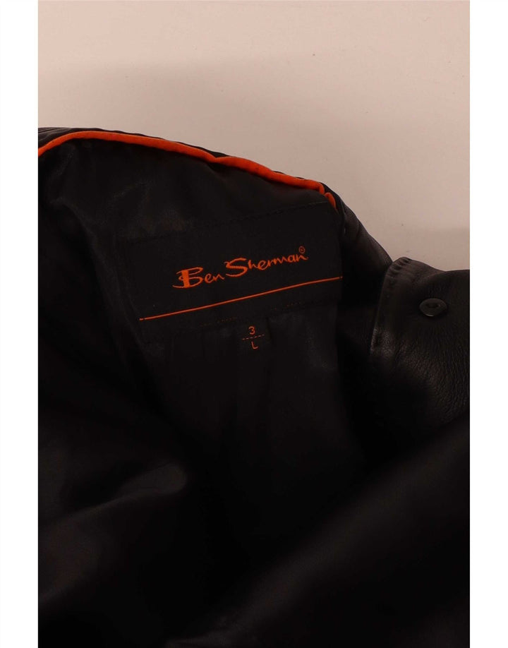 Ben Sherman muška kožna jakna s 3 gumba UK 40 velika crna