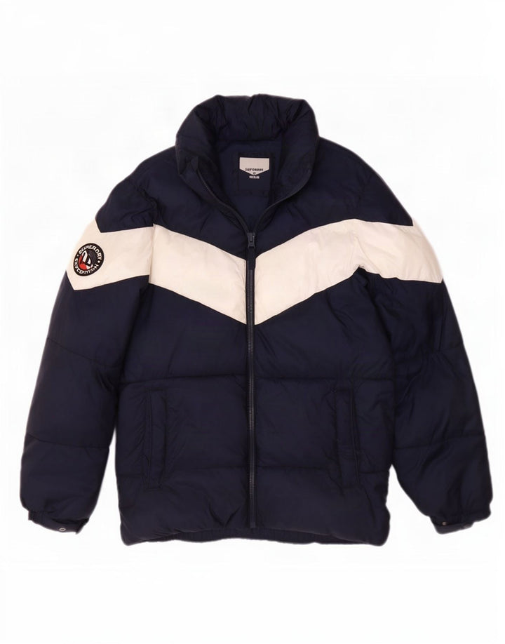 Superdry muška podstavljena jakna UK 36 mala tamnoplava poliesterska boja