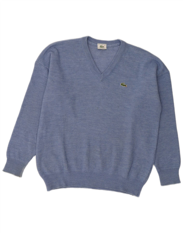 Lacoste veliki plavi vuneni muški džemper s V-izrezom, veličina 5