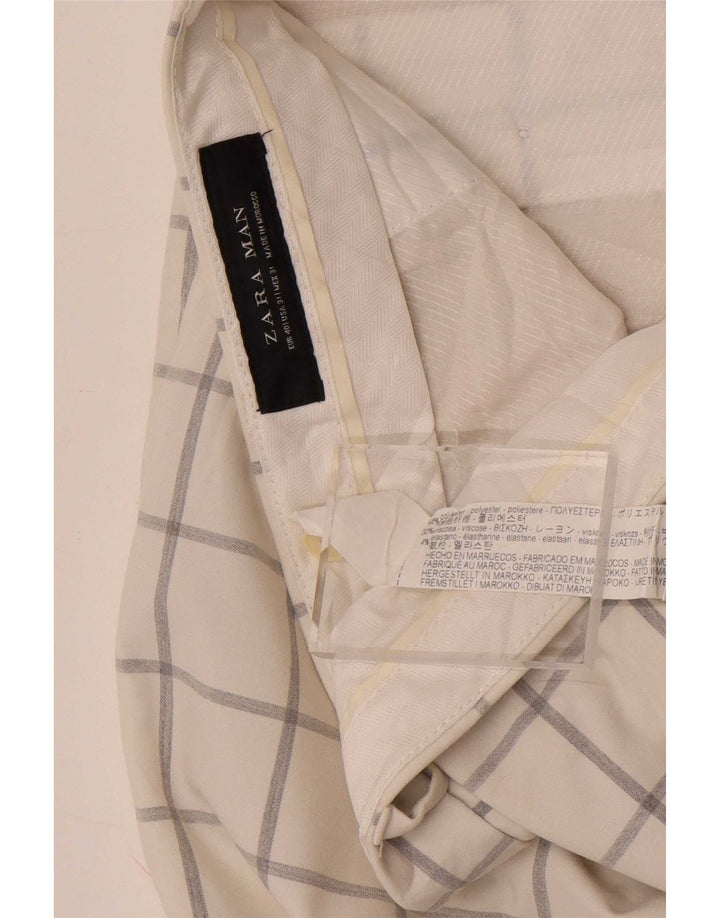 Zara muške uske chino hlače EU 40 srednje W31 L33 bijeli karirani poliester