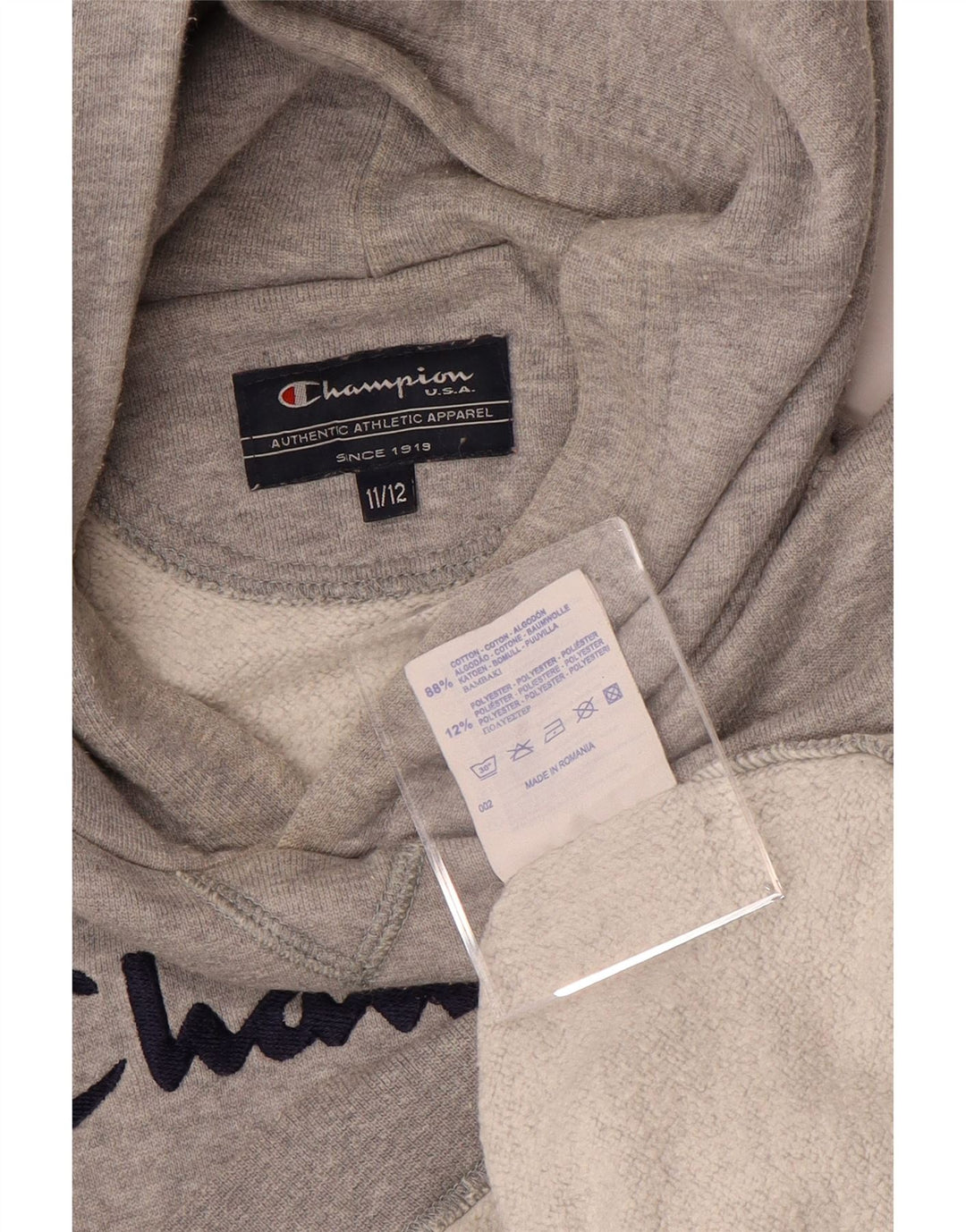 CHAMPION Džemper s kapuljačom s kapuljačom za dječake 11-12 godina, sivi pamuk