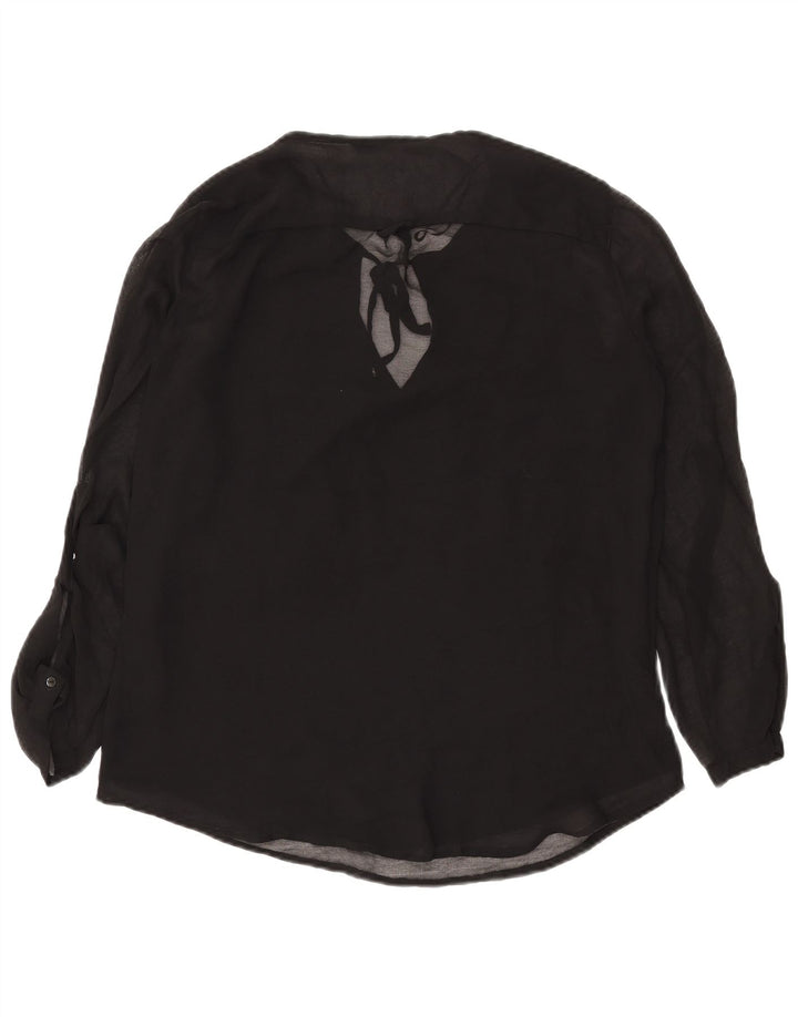 ZARA Womens See Through Long Sleeve Blouse Top UK 14 Medium Black