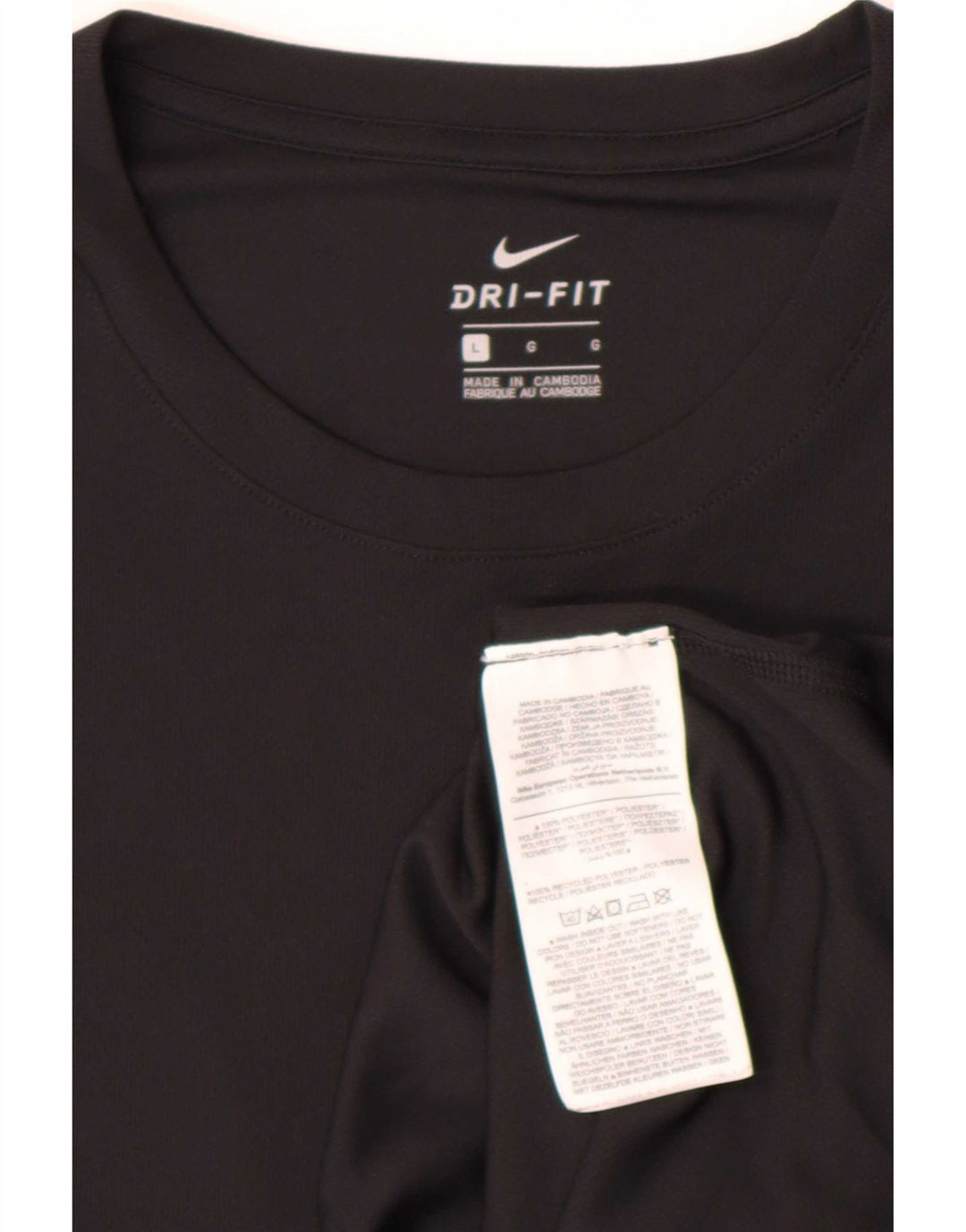 Nike Dri Fit Graphic T-Shirt Top Veliki crni poliester