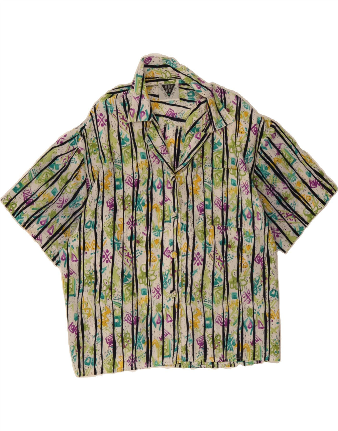 JACQUES VERT Womens Abstract Pattern Shirt Blouse UK 14 Large Green Vintage Jacques Vert and Second-Hand Jacques Vert from Messina Hembry 