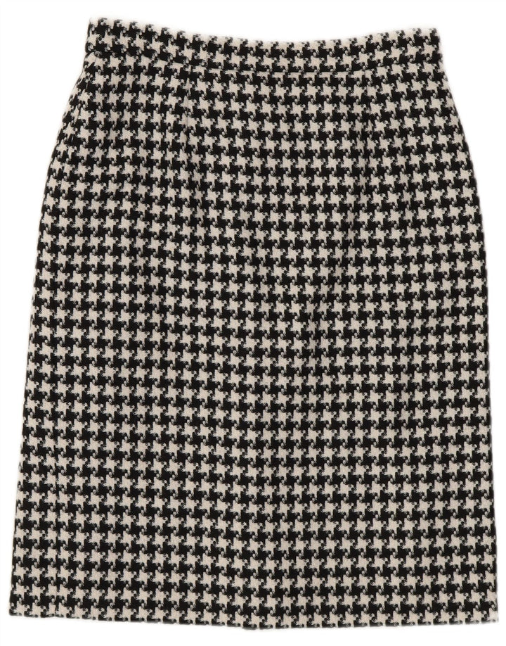 VINTAGE Womens Pencil Skirt W26 Small  Black Houndstooth