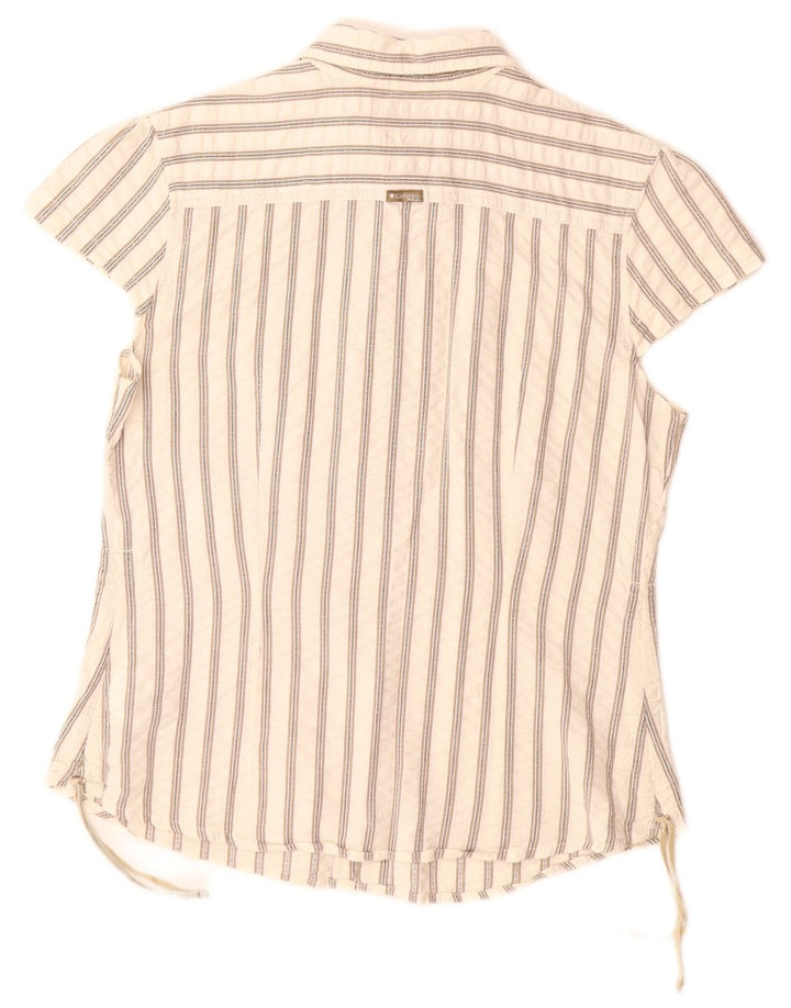 COLUMBIA Ženska košulja kratkih rukava UK 14 Veliki pamuk na bijele pruge