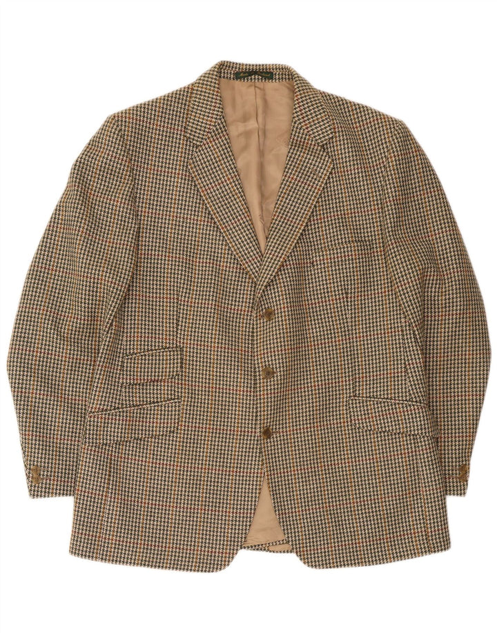 DONEGAL Muška jakna sako s 3 gumba UK 46 3XL Bež Houndstooth Nova vuna