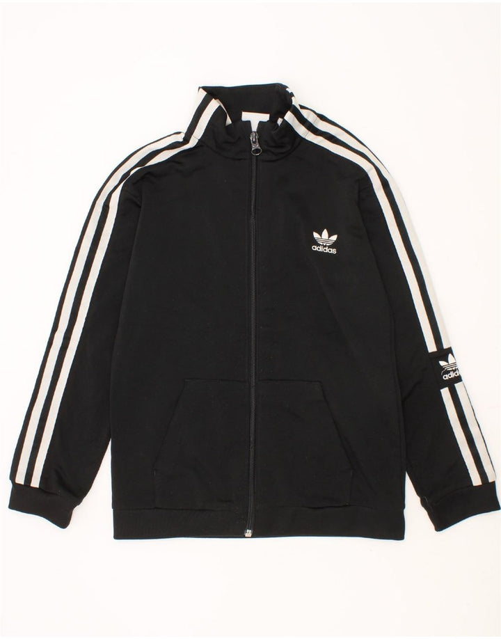 ADIDAS Boys Tracksuit Top Jacket 7-8 Years Large  Black Polyester Vintage Adidas and Second-Hand Adidas from Messina Hembry 