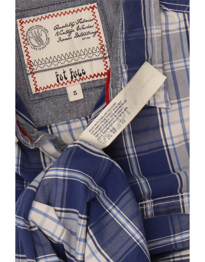 FAT FACE Mens Short Sleeve Shirt Small Blue Check Cotton