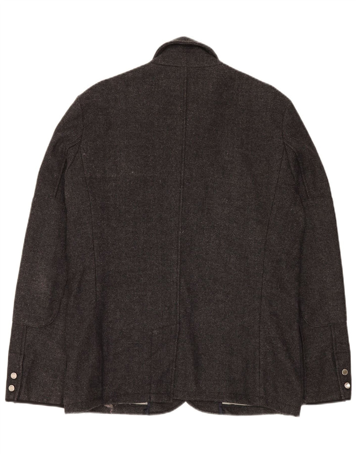 Zara muška pomoćna jakna UK 40 Large Grey Riblja kost vuna