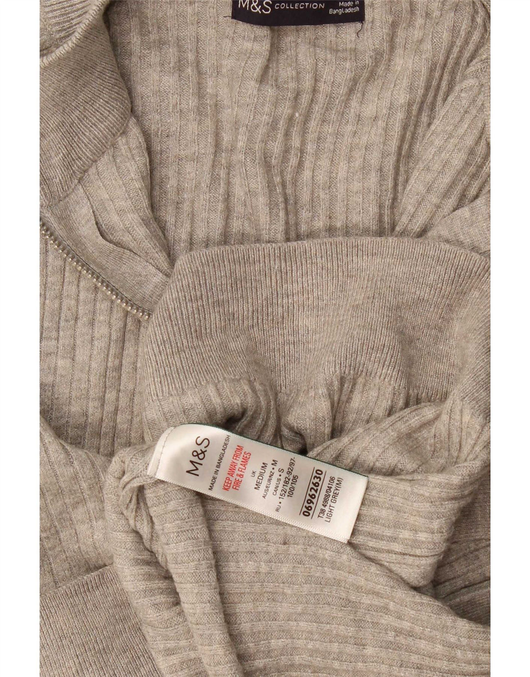 Marks & Spencer muški džemper s izrezom s patentnim zatvaračem, srednje siva viskoza