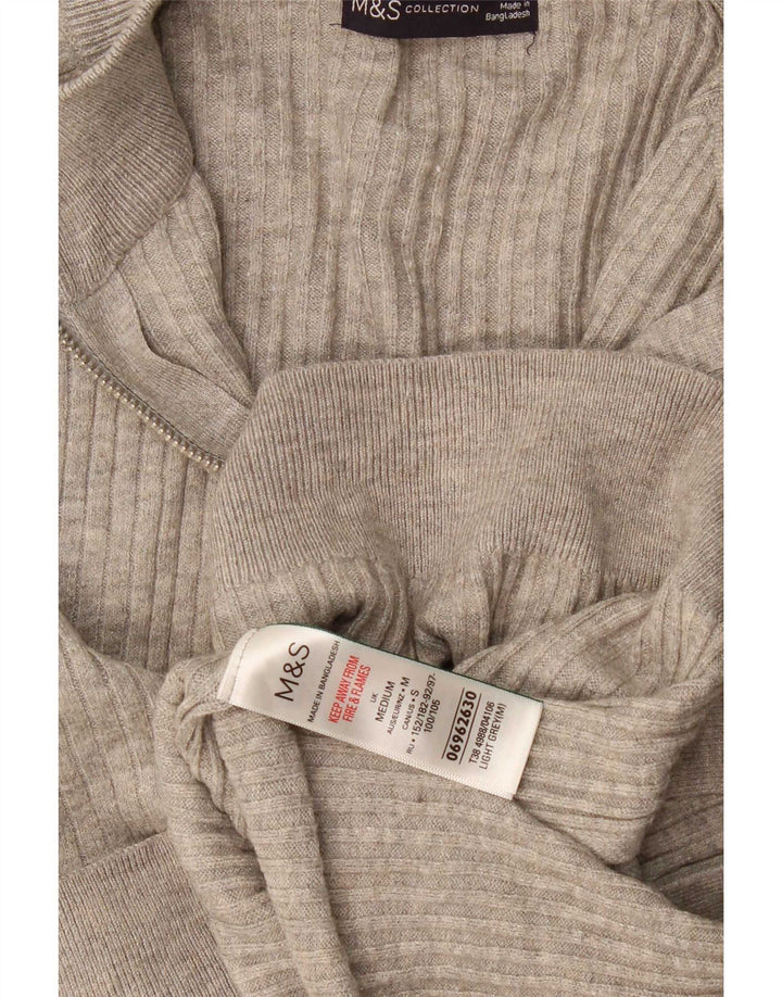 Marks & Spencer muški džemper s izrezom s patentnim zatvaračem, srednje siva viskoza