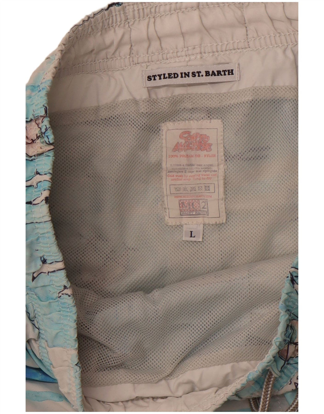 MC2 SAINT BARTH Muške kratke kupaće hlače s apstraktnim uzorkom, veliki plavi najlon