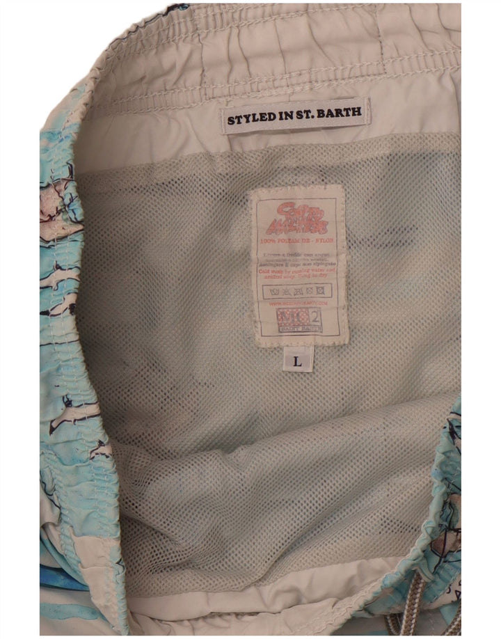 MC2 SAINT BARTH Muške kratke kupaće hlače s apstraktnim uzorkom, veliki plavi najlon