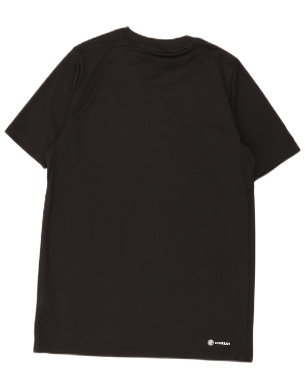 Adidas Boys Aeroready Graphic T-Shirt Top 13-14 Years Black Poliester