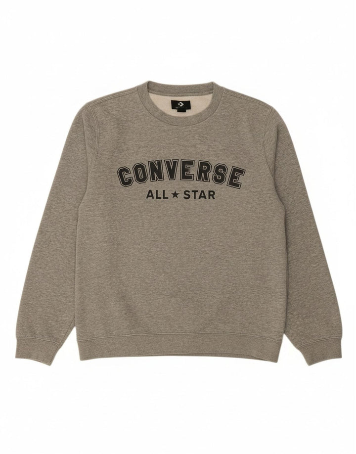 CONVERSE Mens Graphic Sweatshirt Jumper Small Grey Cotton