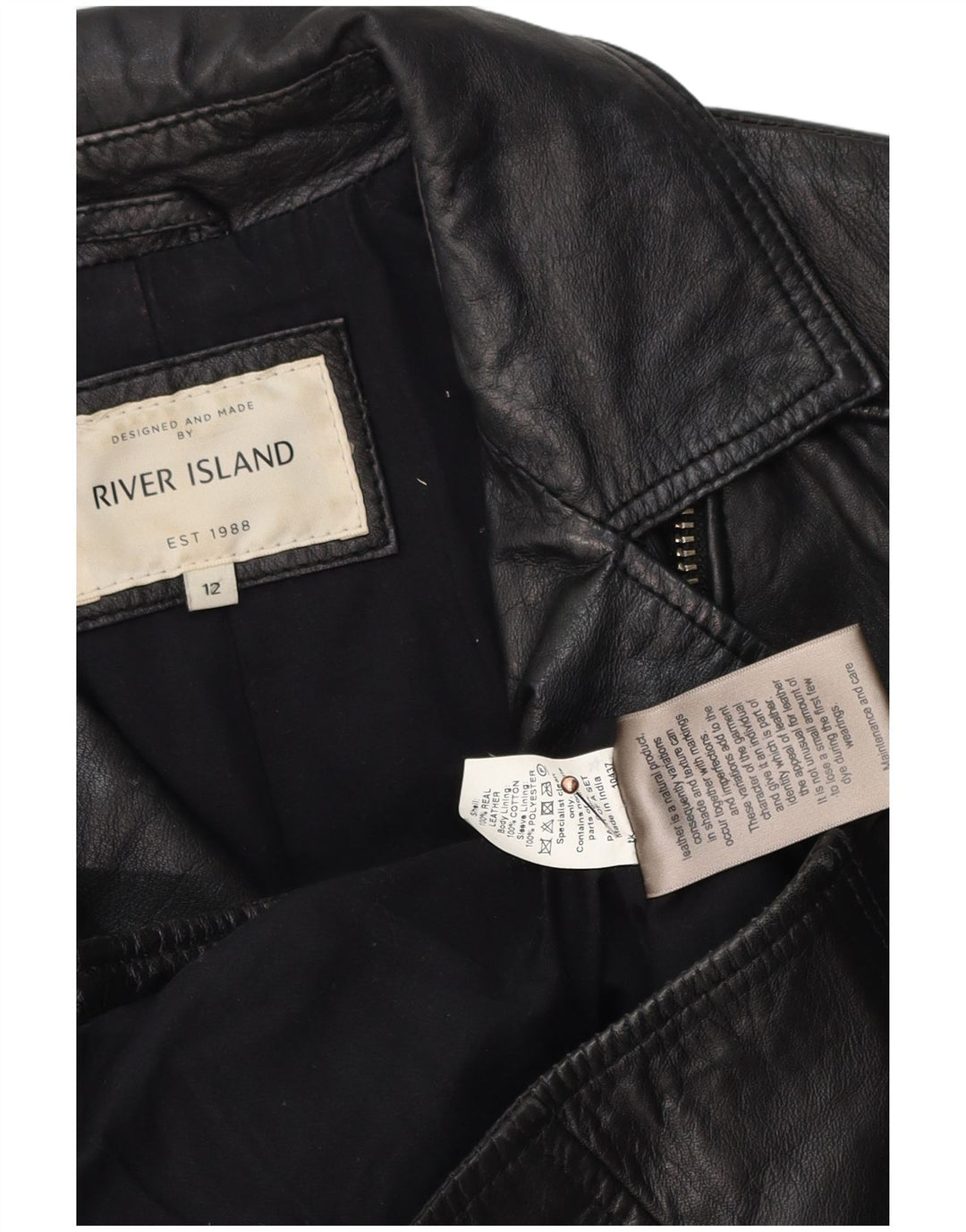 River Island ženska kožna biciklistička jakna UK 12 srednje crna