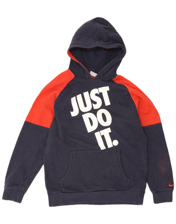 Nike Boys Graphic Hoodie Džemper 13-14 Years XL Blue Colourblock Sports