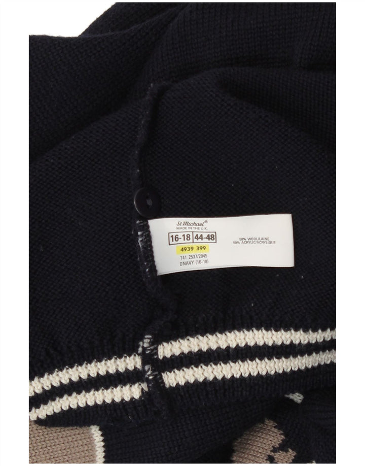 St Michael ženski kardigan pulover UK 16/18 Veliki tamnoplavi blok boja