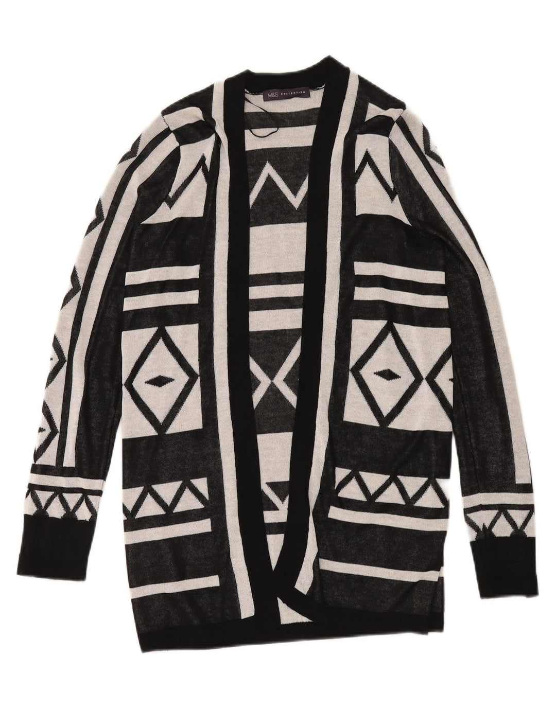 MARKS & SPENCER Womens Cardigan Sweater UK 10 Small Black Geometric Vintage Marks & Spencer and Second-Hand Marks & Spencer from Messina Hembry 