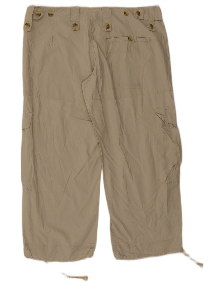 Vintage ženske cargo kapri hlače male W27 L21 bež pamuk