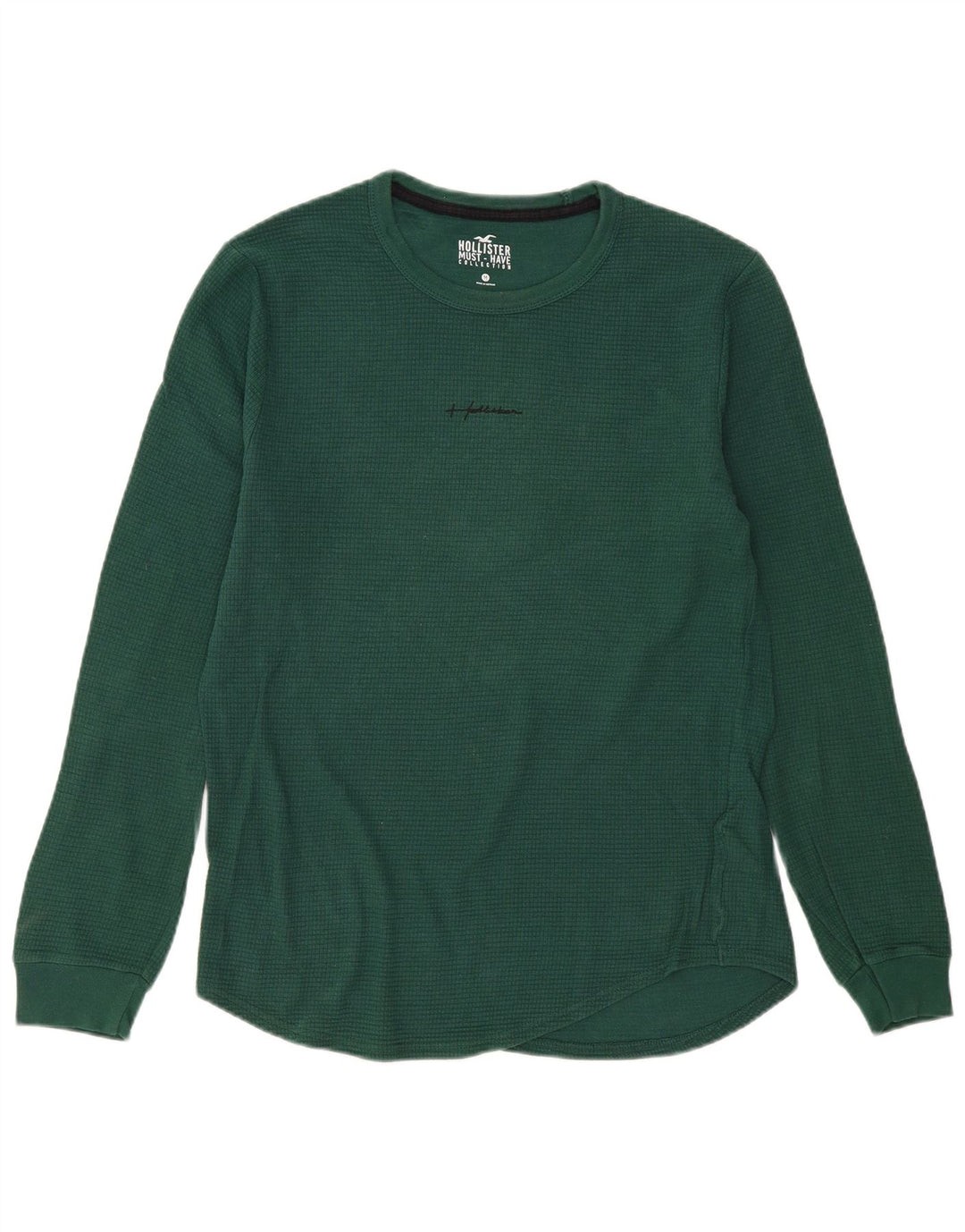 Hollister muška majica dugih rukava srednje zelene pamučne boje