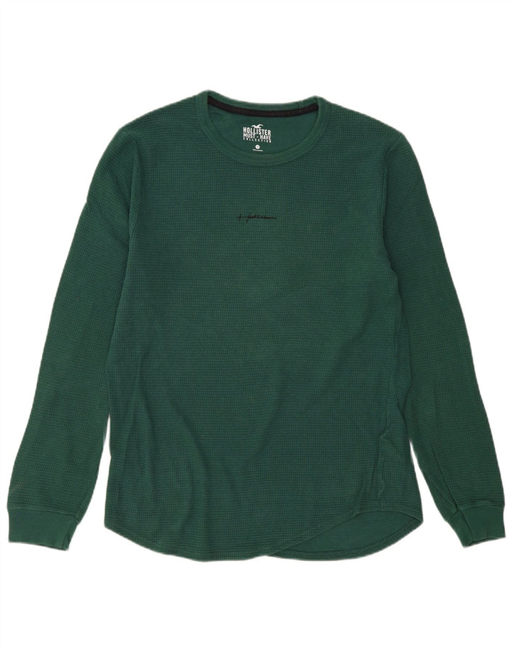 Hollister muška majica dugih rukava srednje zelene pamučne boje