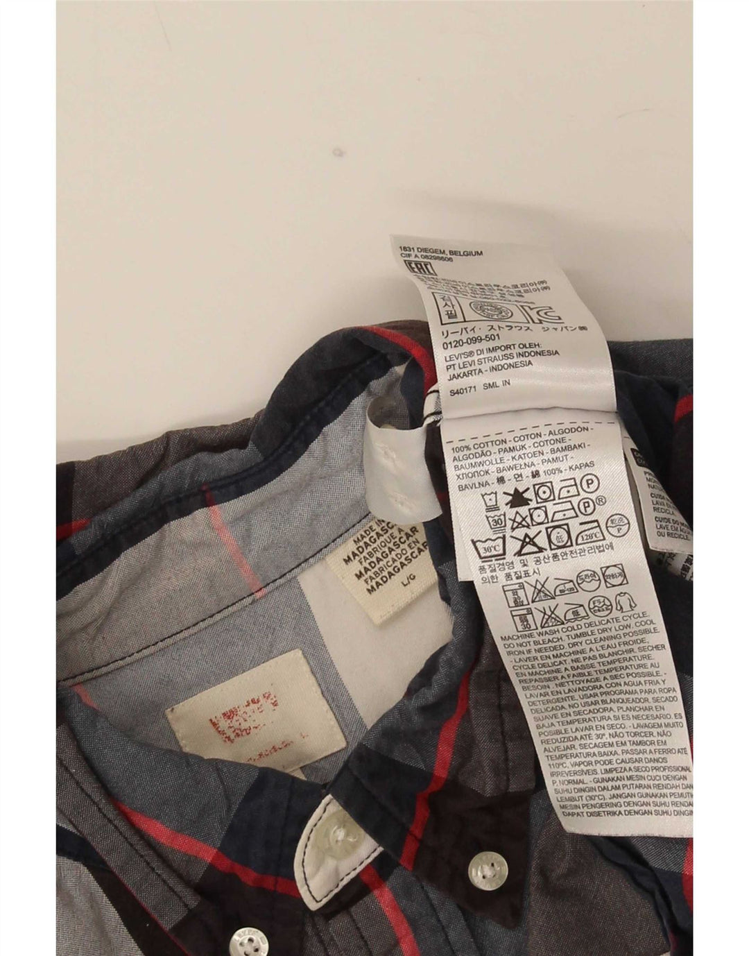 Levi's muška košulja velika tamnoplava karirana pamuk