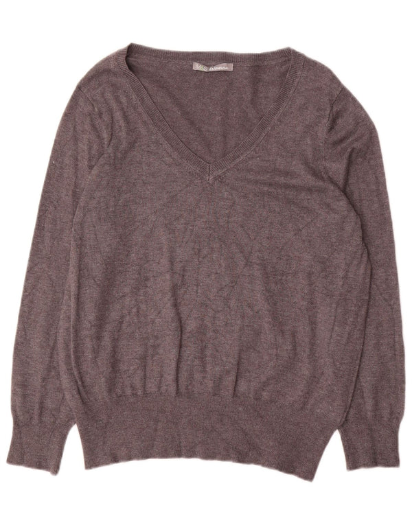 Marks & Spencer ženski džemper s V-izrezom UK 18 XL siva viskoza