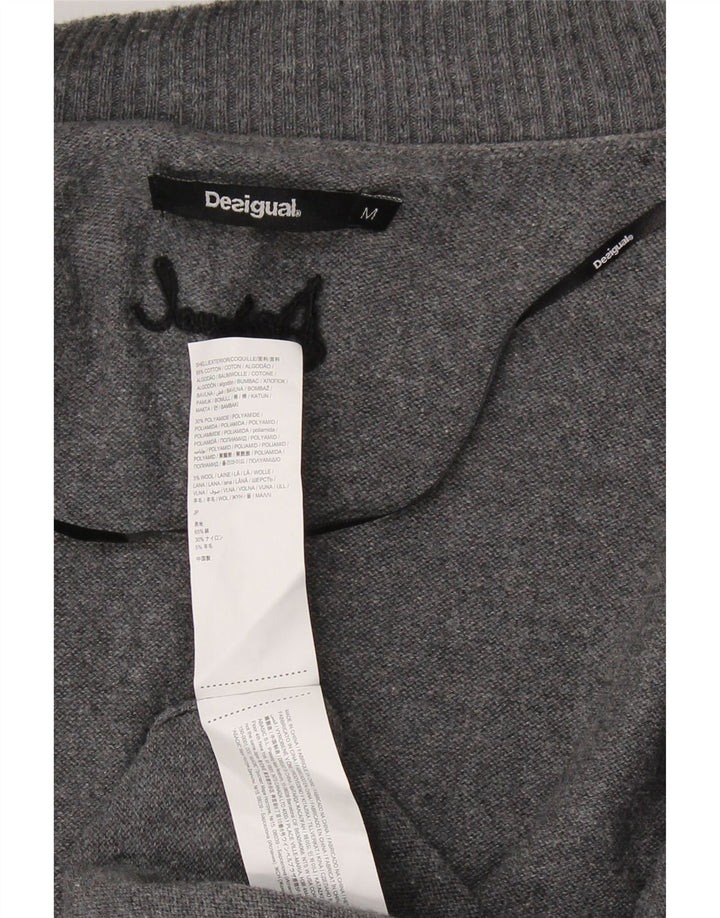 DESIGUAL ženski dugi otvoreni džemper UK 12 srednje sivi cvjetni