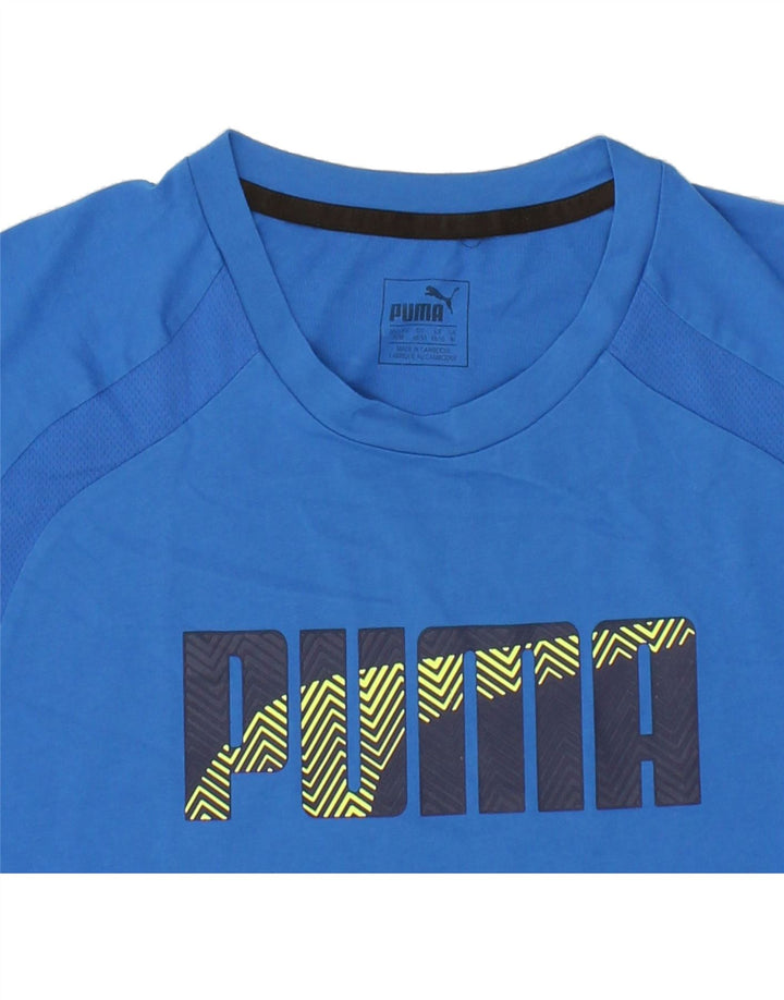 PUMA Mens Graphic T-Shirt Top Medium Blue Cotton Vintage Puma and Second-Hand Puma from Messina Hembry 
