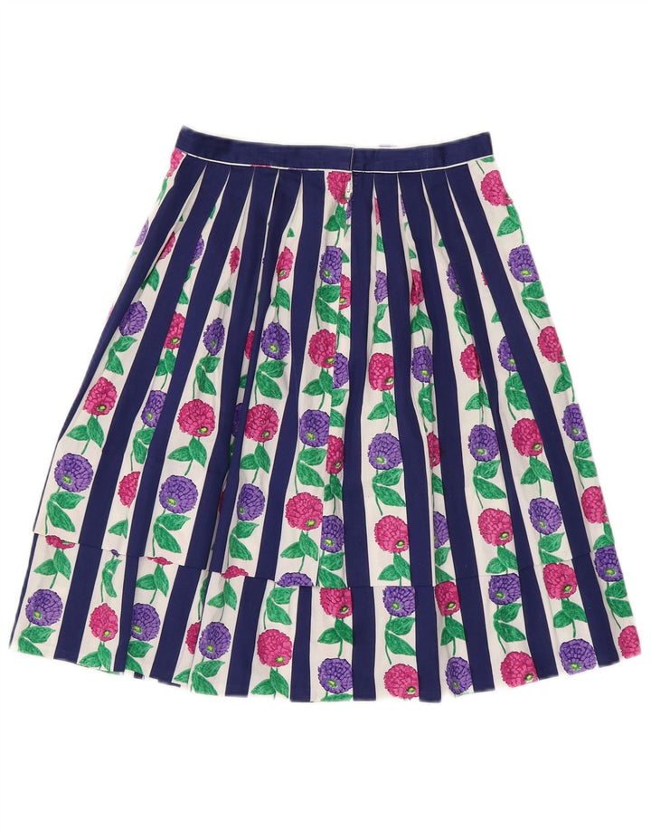 VINTAGE ženska plisirana suknja W24 XS Plava cvjetna