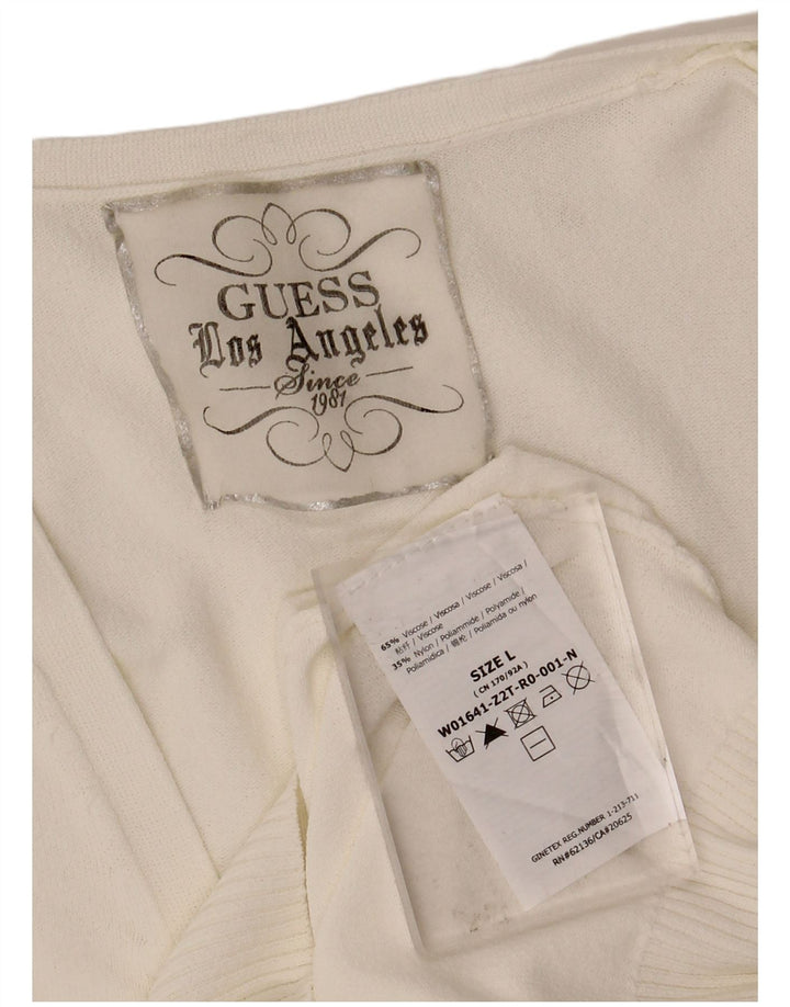 GUESS Womens Cardigan Sweater UK 14 Large White Viscose